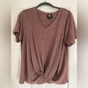 Bobeau Maroon Gathered Top Large
